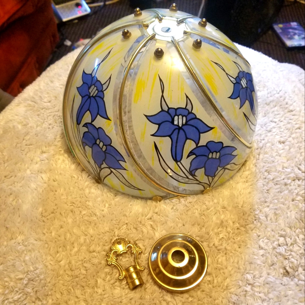 Antique glass lampshade with flowers